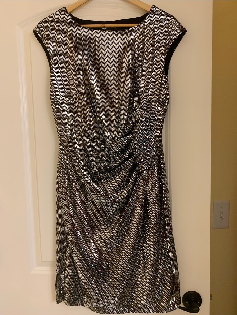 Anne Klein Silver Sequin Midi Dress